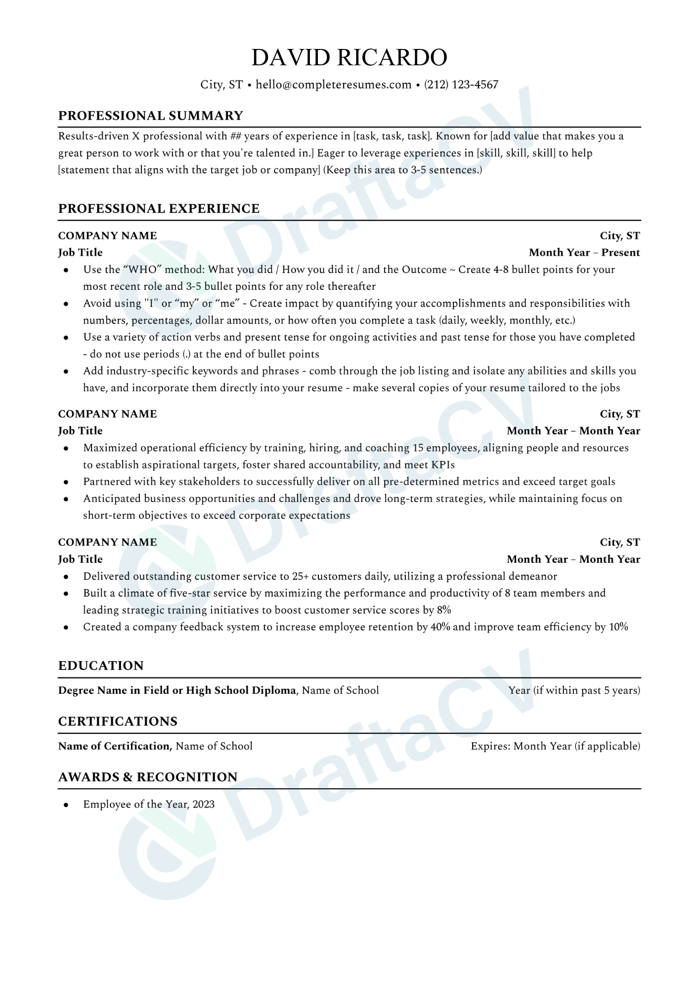 Resume Sample 1