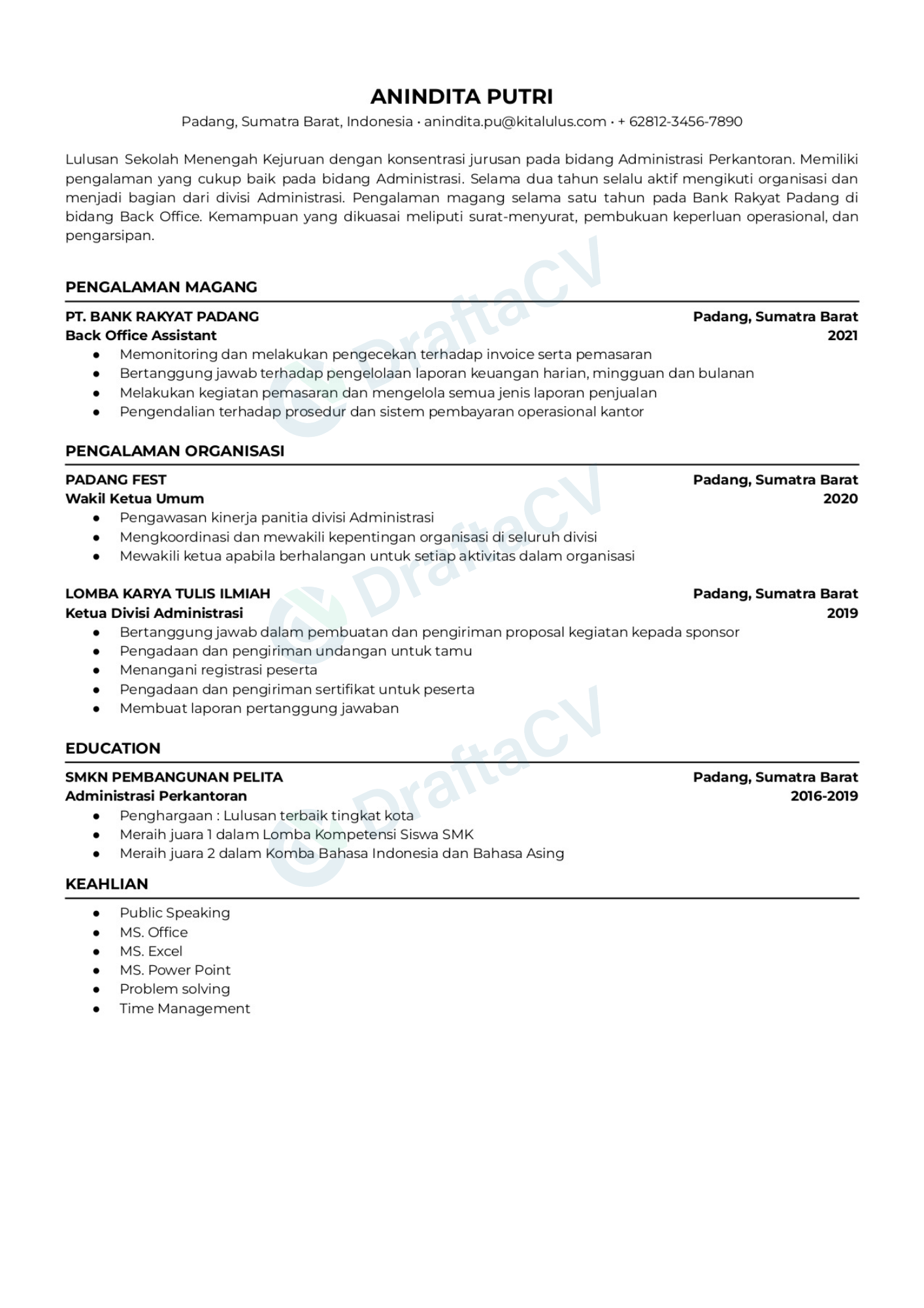 Resume Sample 4
