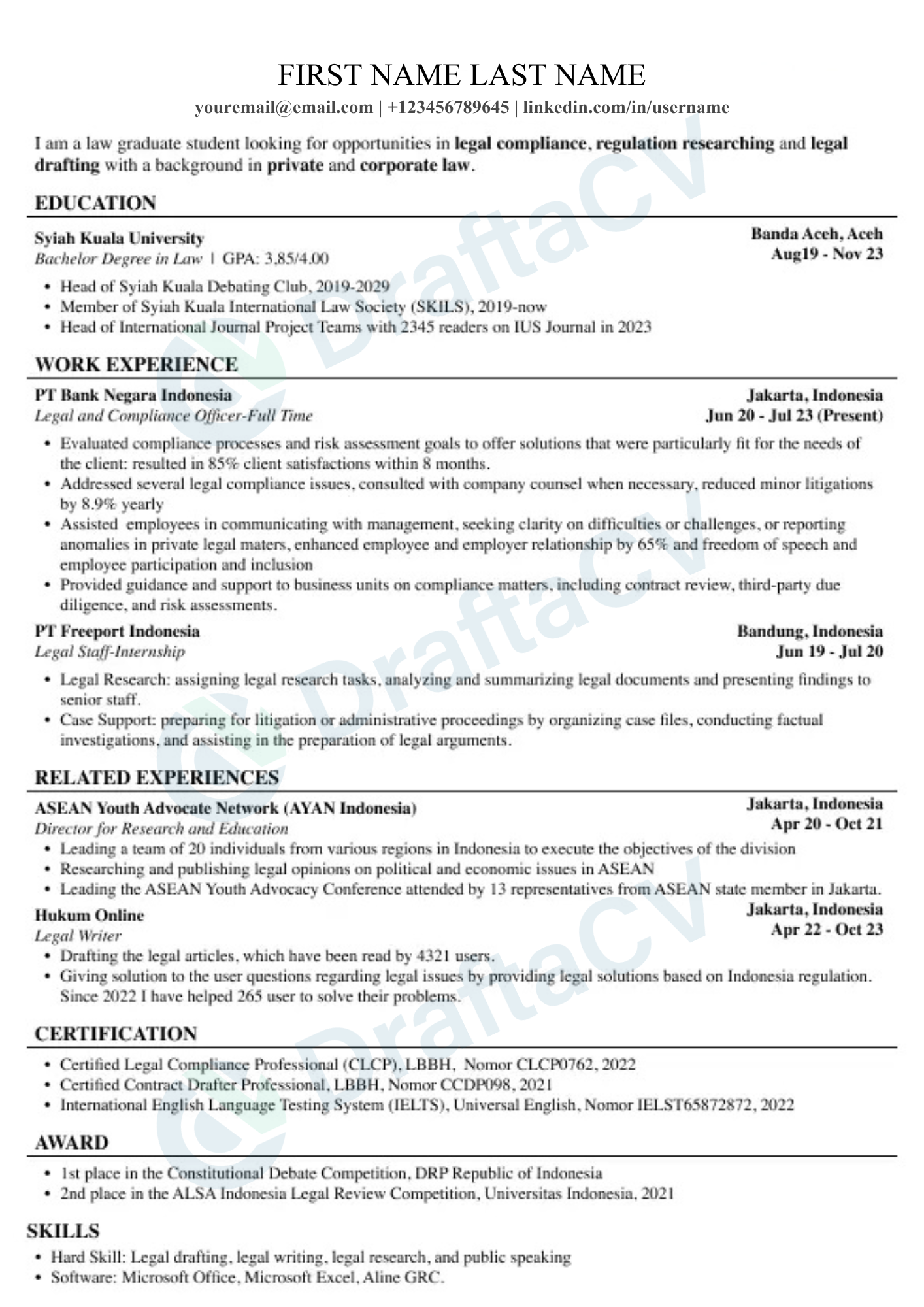 Resume Sample 5